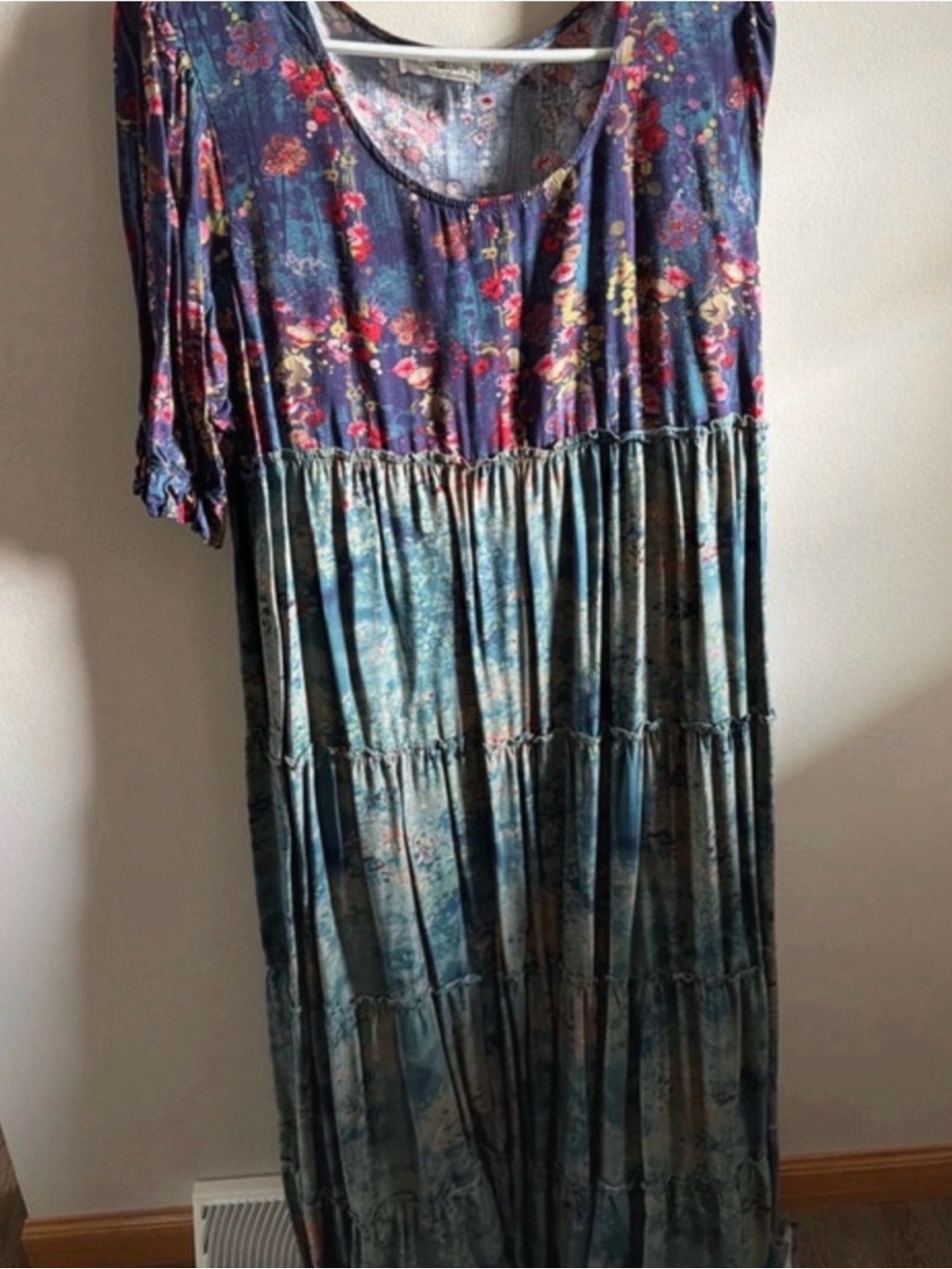 NATURAL LIFE Blue & Purple Floral Tiered Maxi Dress